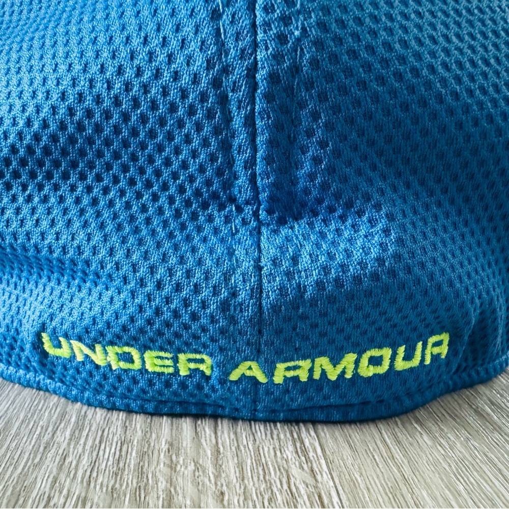 Under Armour Blitzing Hat Golf Baseball Athletic -Bright Blue/Neon Yellow - L/XL - Picture 7 of 9
